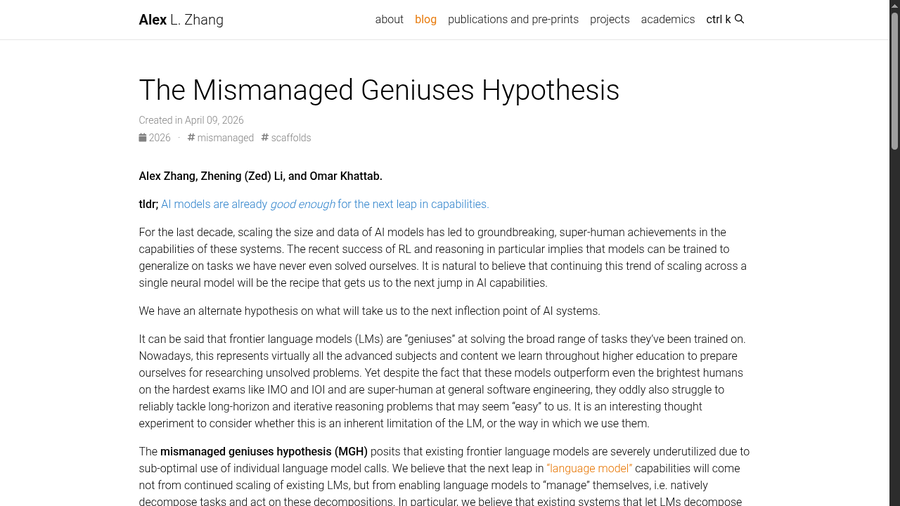 Above-the-fold preview of The Mismanaged Geniuses Hypothesis article